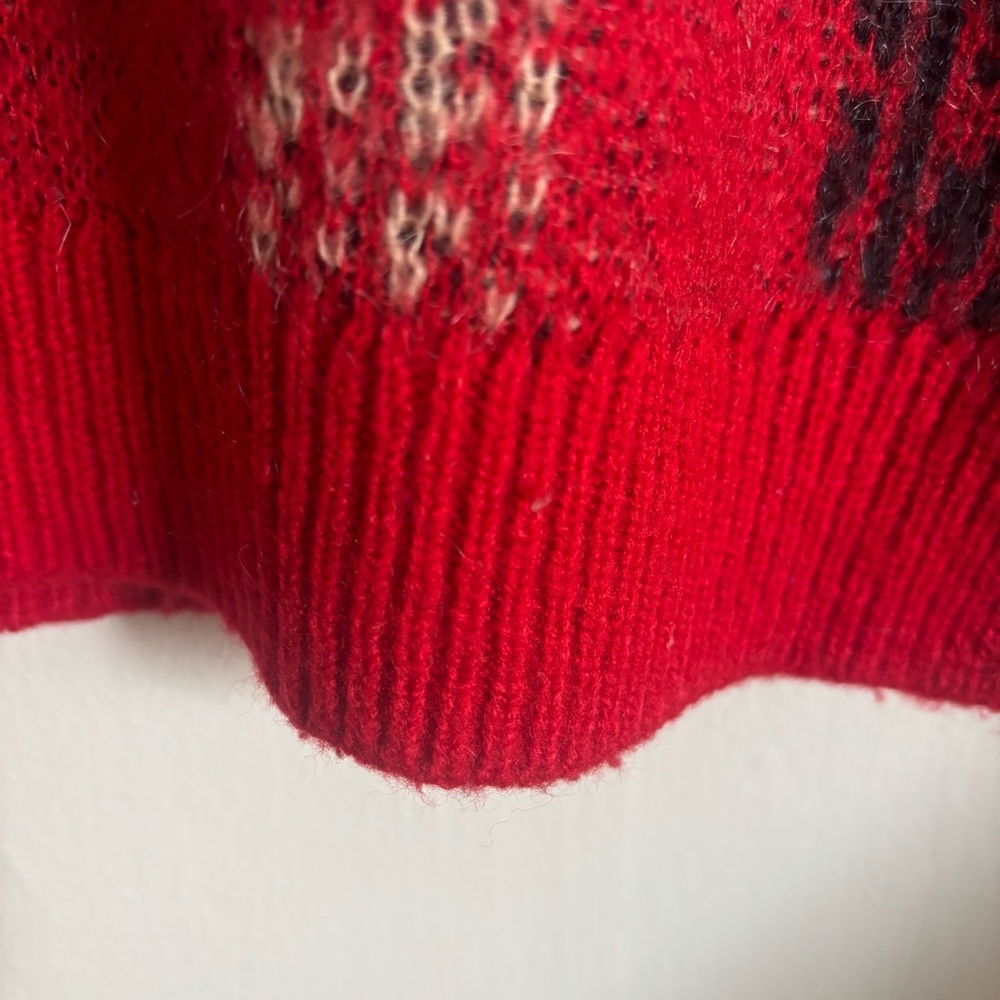Ann Taylor Red/Black/Camel Plaid Wool Blend Sweater, Size Small - Picture 8 of 13